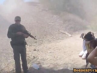Warm brown-haired mexican girl gets caught and bitchy by border patrol 4 1