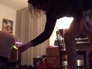 enslaved sumptuous wifey abused with glowsticks